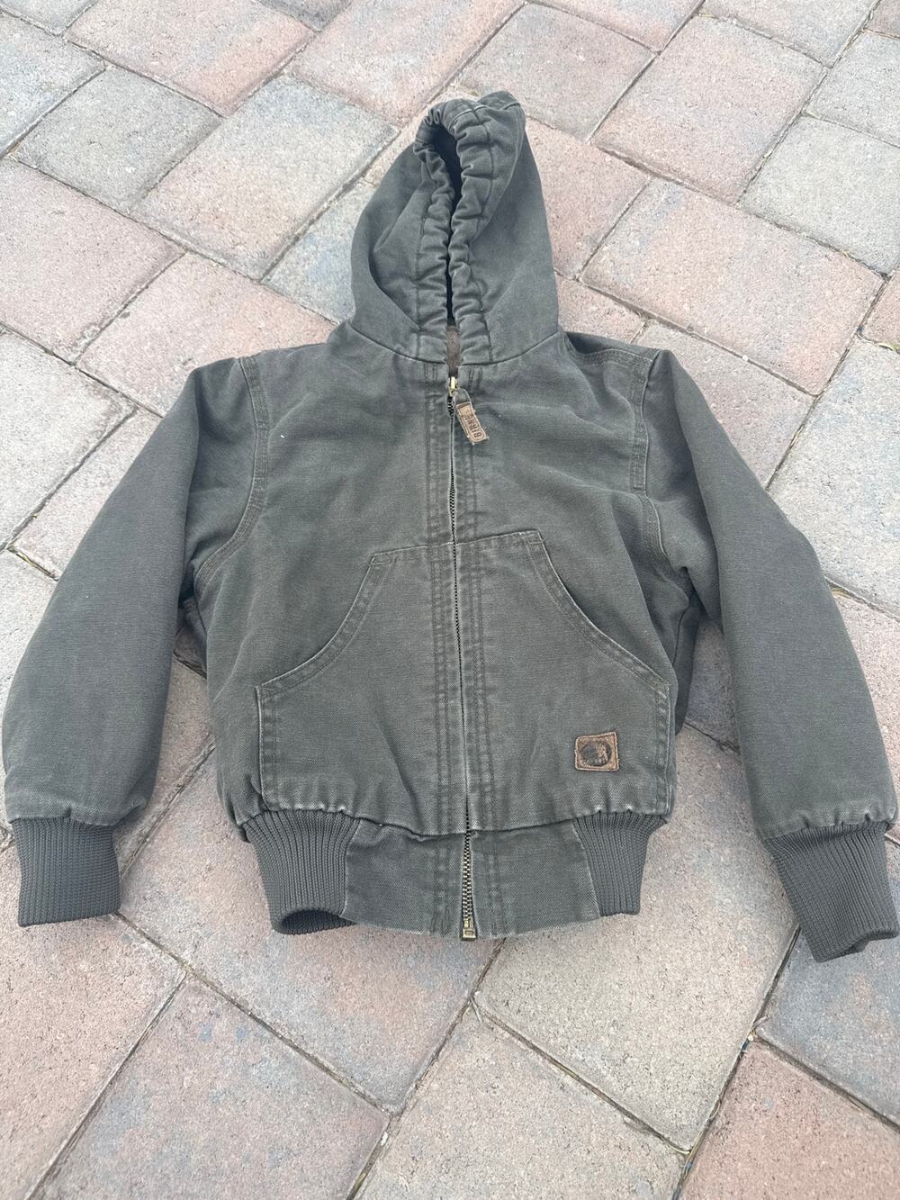 Berne Coat Quilted Lined Jacket Canvas Green M Youth XS (2-4) Hooded Farm Coat